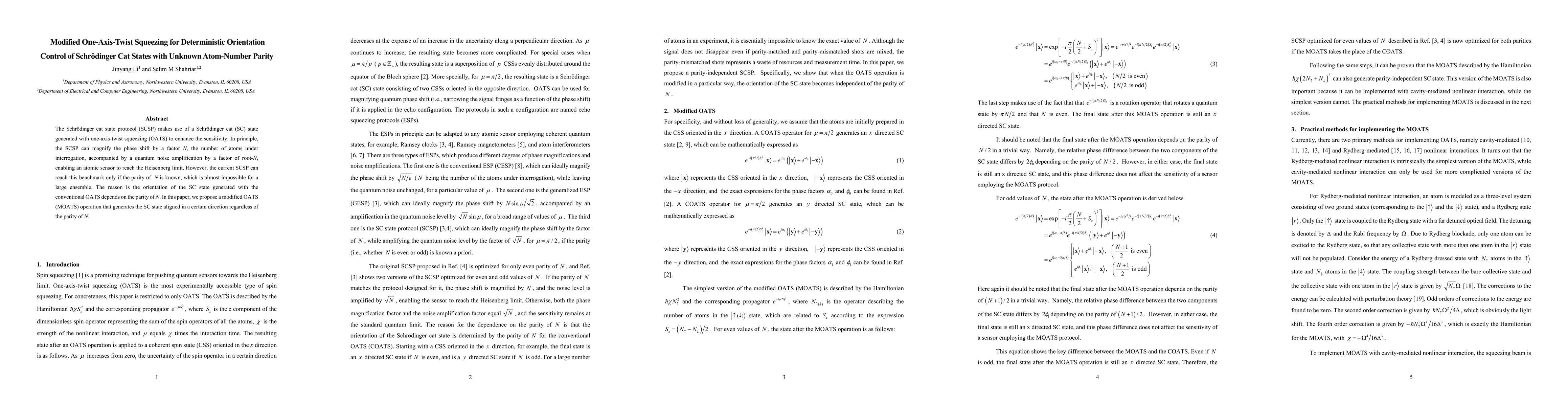 Thumbnail for Modified One-Axis-Twist Squeezing for Deterministic Orientation Control of Schrödinger Cat States with Unknown Atom-Number Parity