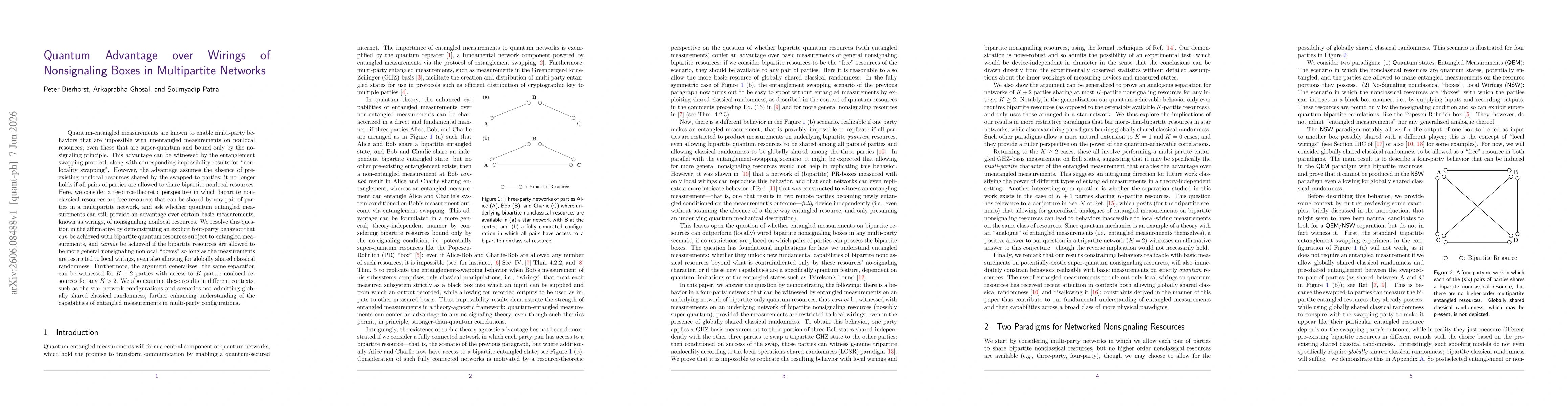 Thumbnail for Quantum Advantage over Wirings of Nonsignaling Boxes in Multipartite Networks