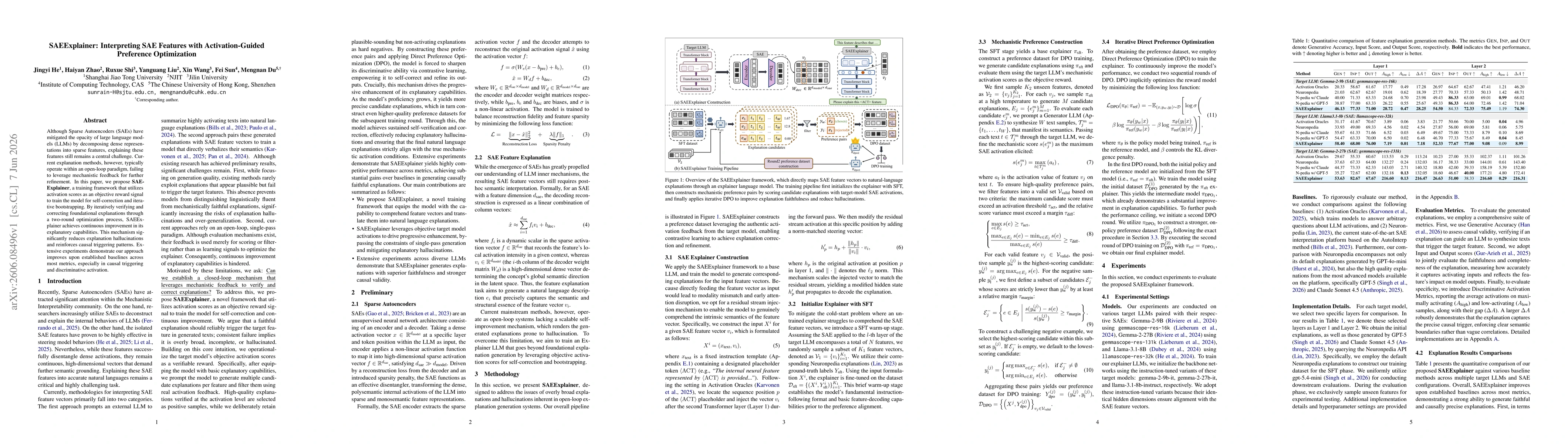 Thumbnail for SAEExplainer: Interpreting SAE Features with Activation-Guided Preference Optimization