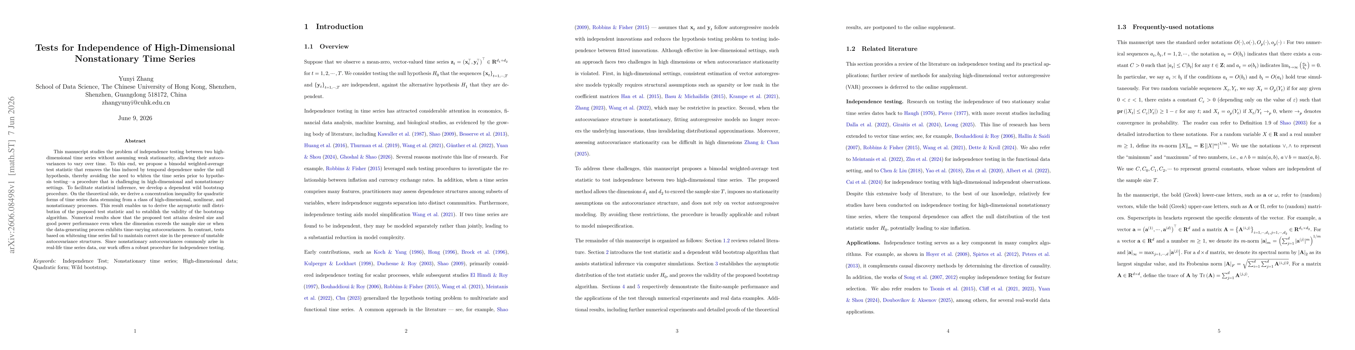 Thumbnail for Tests for Independence of High-Dimensional Nonstationary Time Series