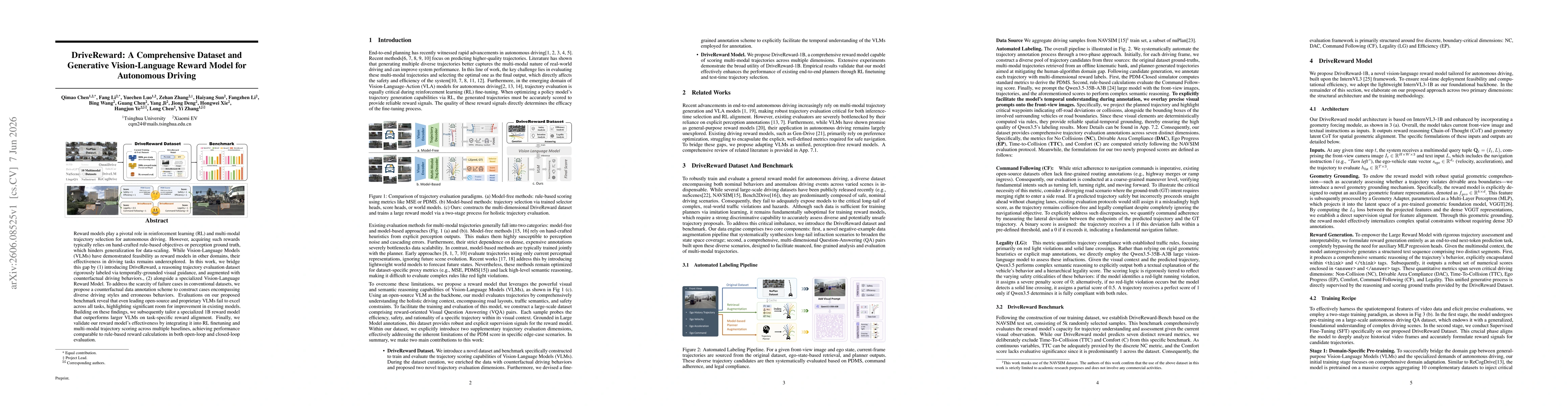 Thumbnail for DriveReward: A Comprehensive Dataset and Generative Vision-Language Reward Model for Autonomous Driving