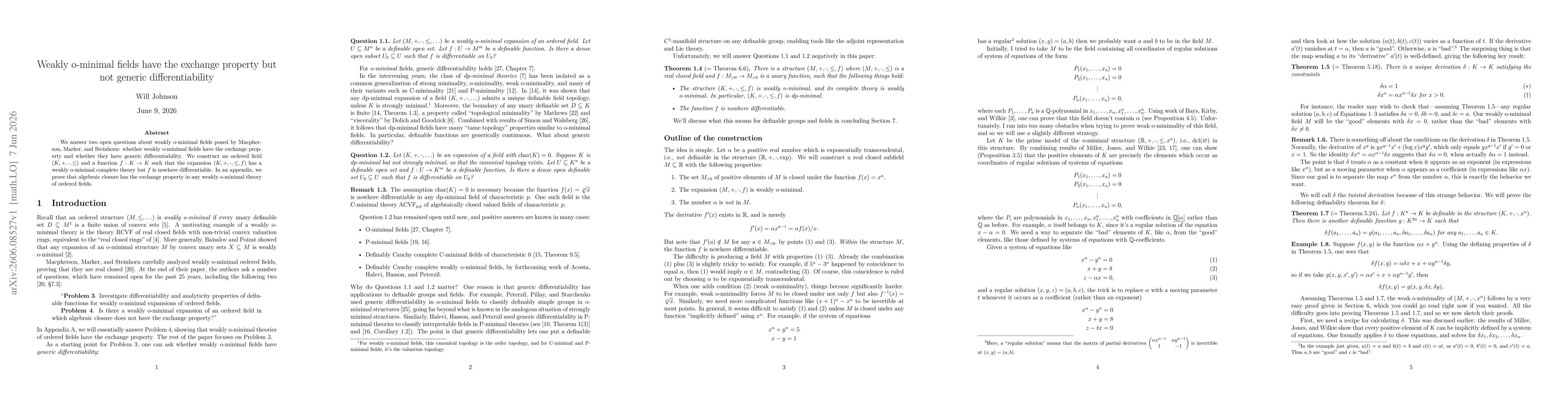 Thumbnail for Weakly o-minimal fields have the exchange property but not generic differentiability