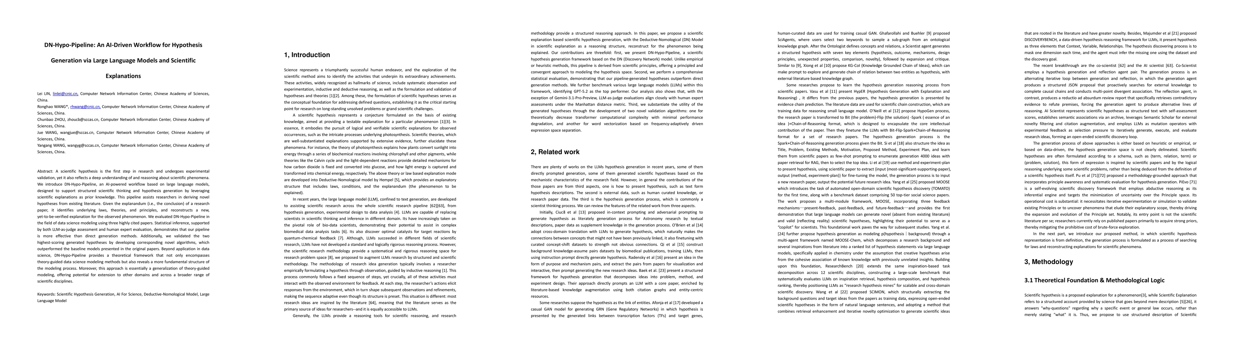 Thumbnail for DN-Hypo-Pipeline: An AI-Driven Workflow for Hypothesis Generation via Large Language Models and Scientific Explanations