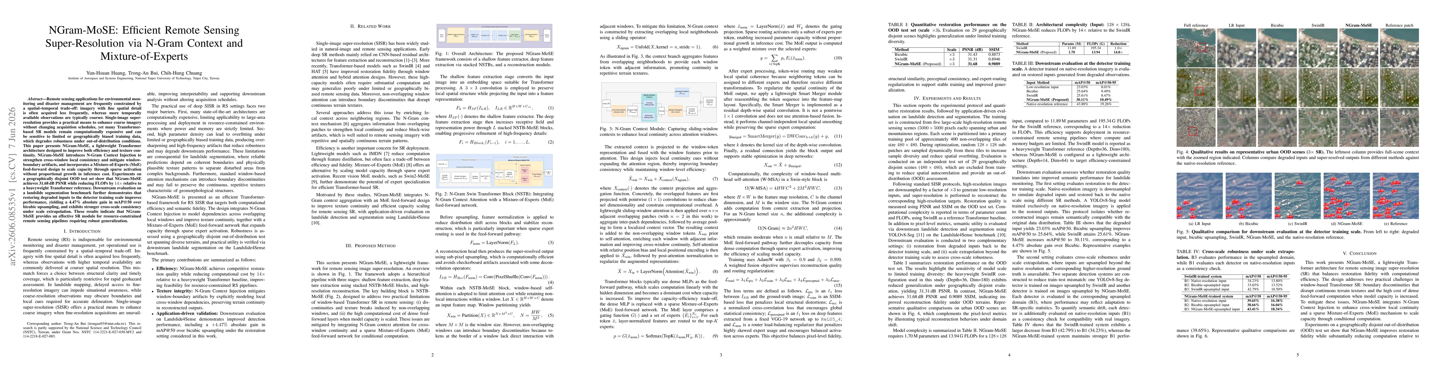 Thumbnail for NGram-MoSE: Efficient Remote Sensing Super-Resolution via N-Gram Context and Mixture-of-Experts