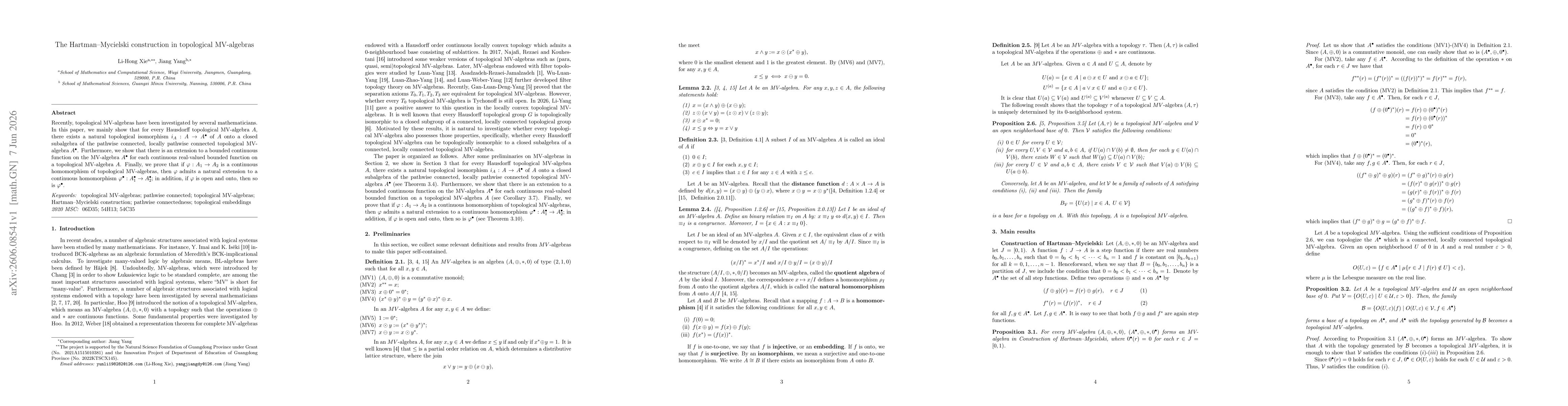 Thumbnail for The Hartman--Mycielski construction in topological MV-algebras