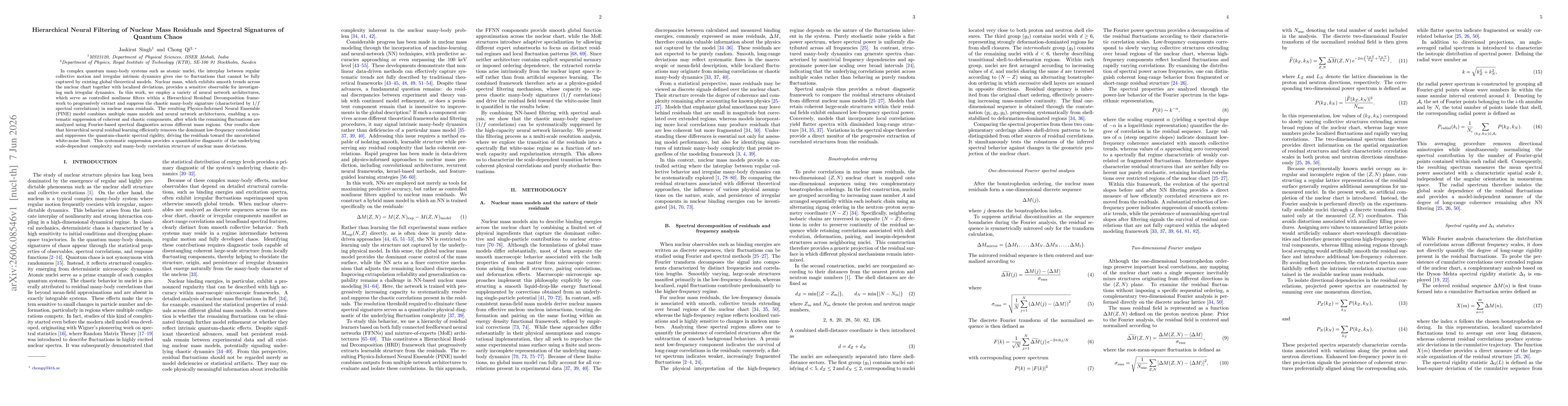 Thumbnail for Hierarchical Neural Filtering of Nuclear Mass Residuals and Spectral Signatures of Quantum Chaos