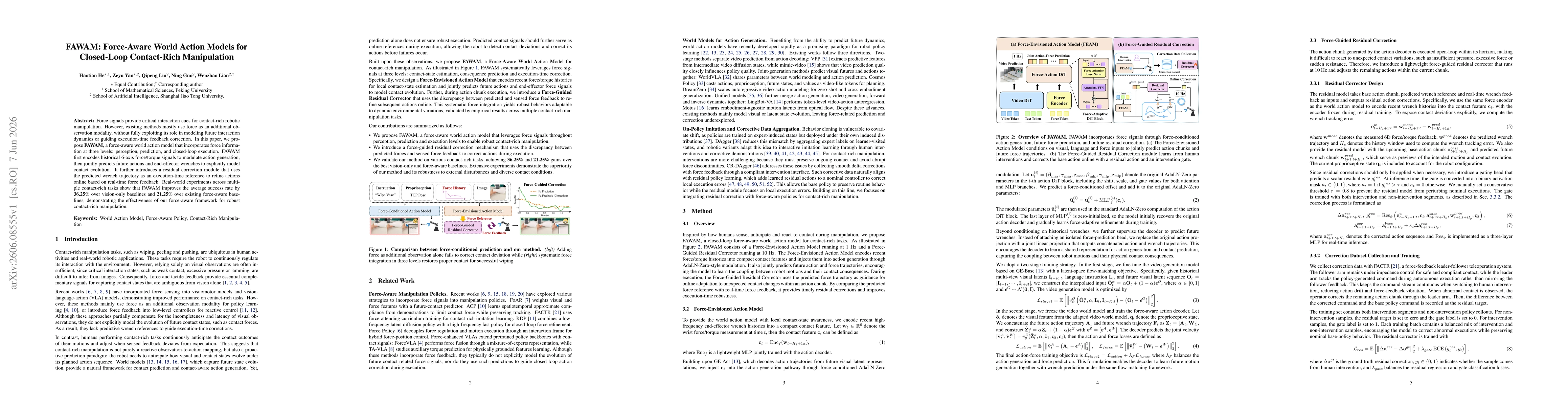 Thumbnail for FAWAM: Force-Aware World Action Models for Closed-Loop Contact-Rich Manipulation