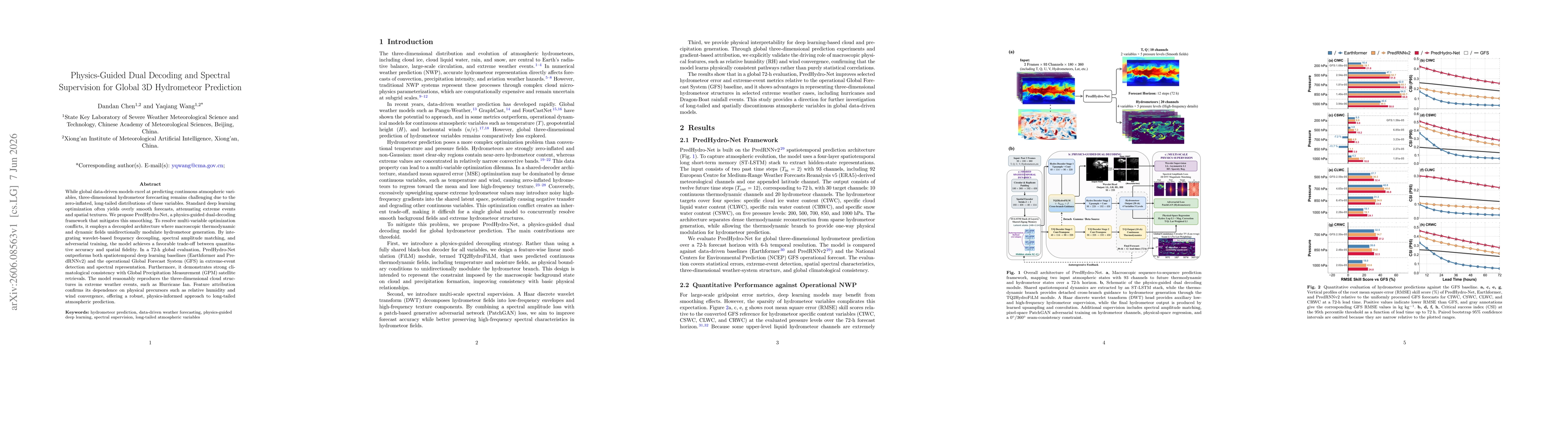 Thumbnail for Physics-Guided Dual Decoding and Spectral Supervision for Global 3D Hydrometeor Prediction
