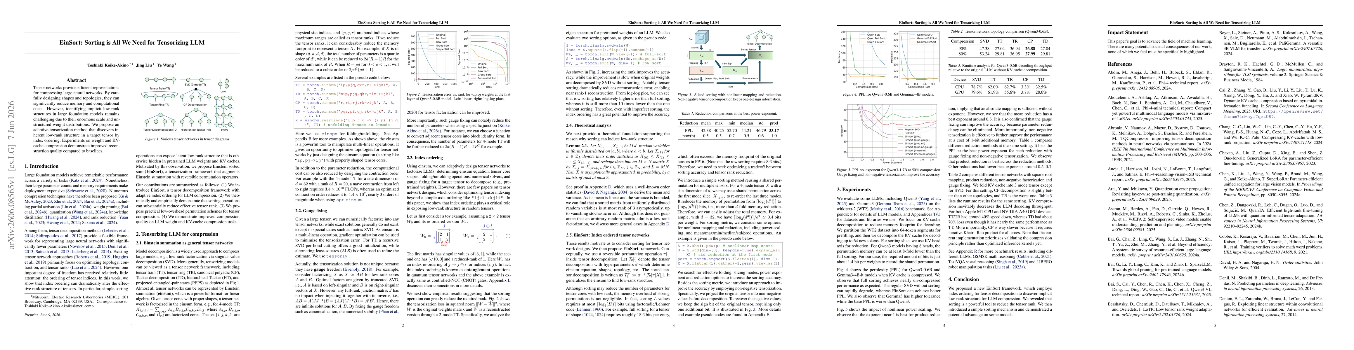 Thumbnail for EinSort: Sorting is All We Need for Tensorizing LLM