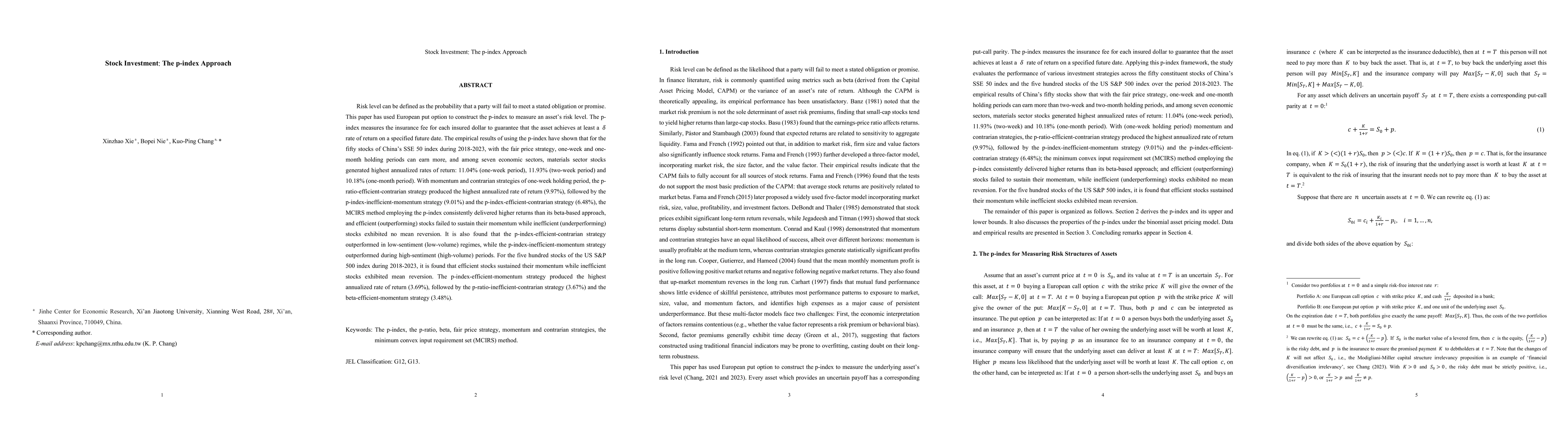 Thumbnail for Stock Investment: The p-index Approach