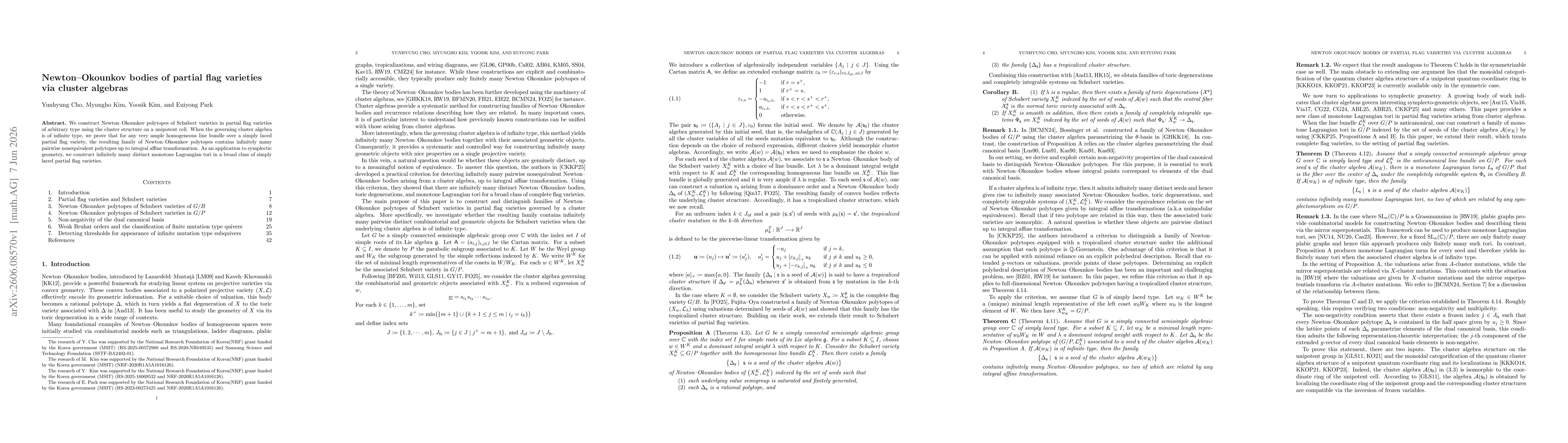 Thumbnail for Newton--Okounkov bodies of partial flag varieties via cluster algebras