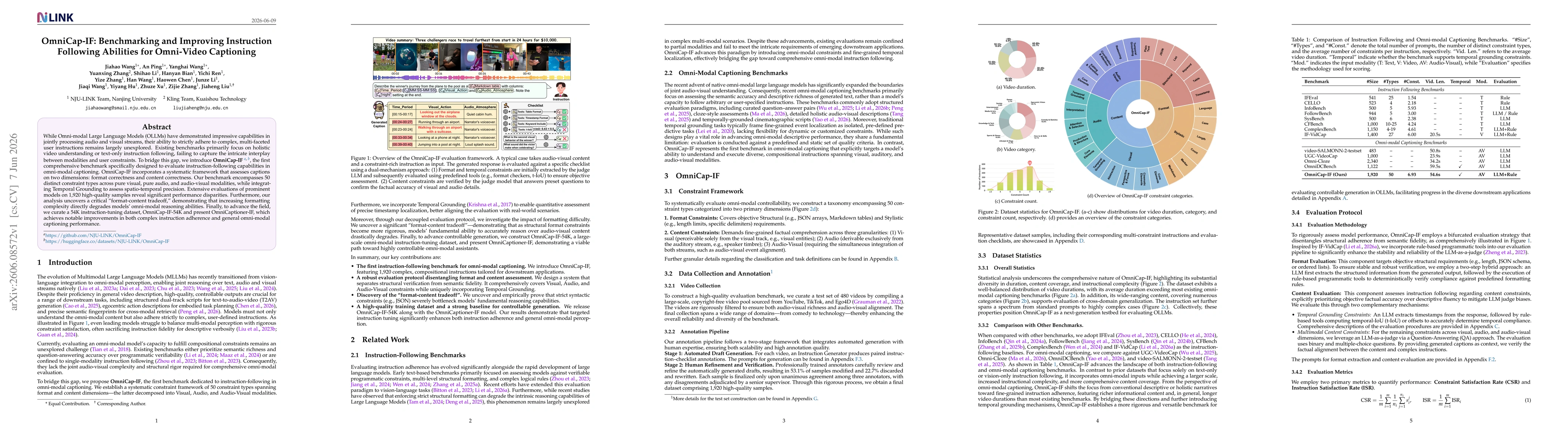 Thumbnail for OmniCap-IF: Benchmarking and Improving Instruction Following Abilities for Omni-Video Captioning