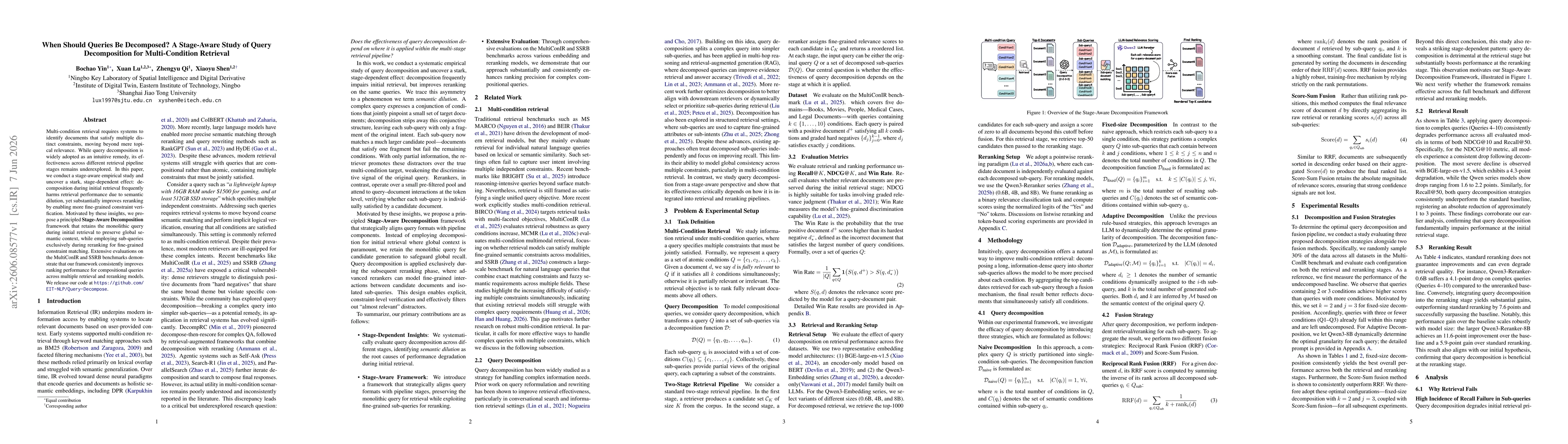 Thumbnail for When Should Queries Be Decomposed? A Stage-Aware Study of Query Decomposition for Multi-Condition Retrieval