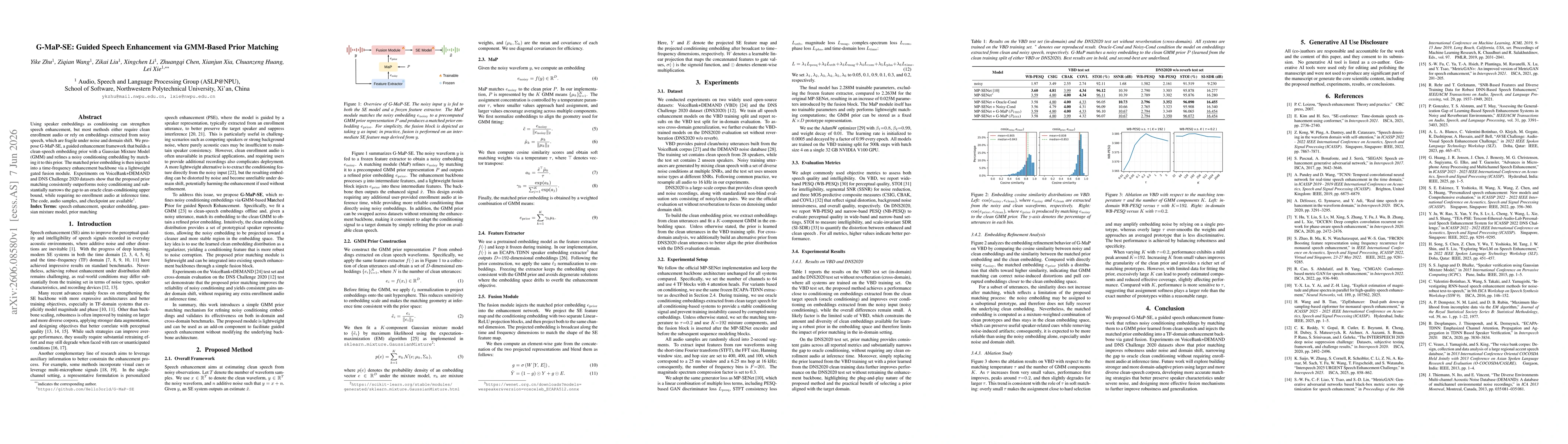 Thumbnail for G-MaP-SE: Guided Speech Enhancement via GMM-Based Prior Matching