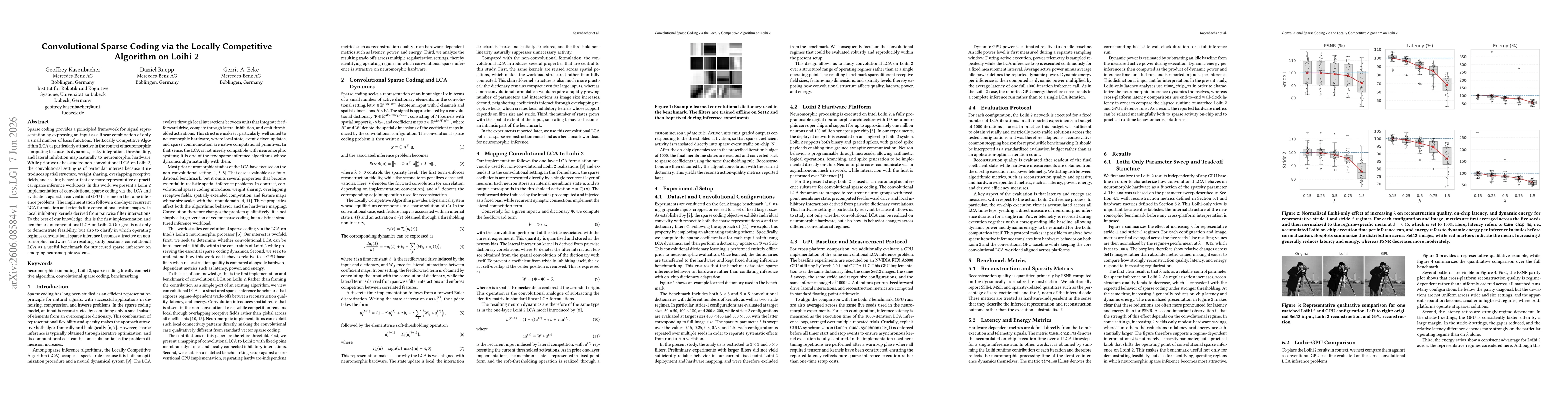 Thumbnail for Convolutional Sparse Coding via the Locally Competitive Algorithm on Loihi 2