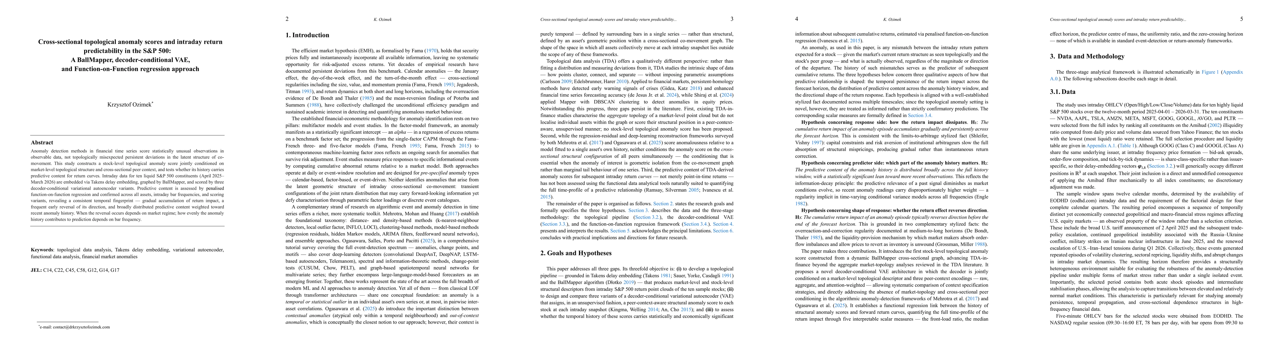 Thumbnail for Cross-sectional topological anomaly scores and intraday return predictability in the S&P 500: A BallMapper, decoder-conditional VAE, and Function-on-Function regression approach