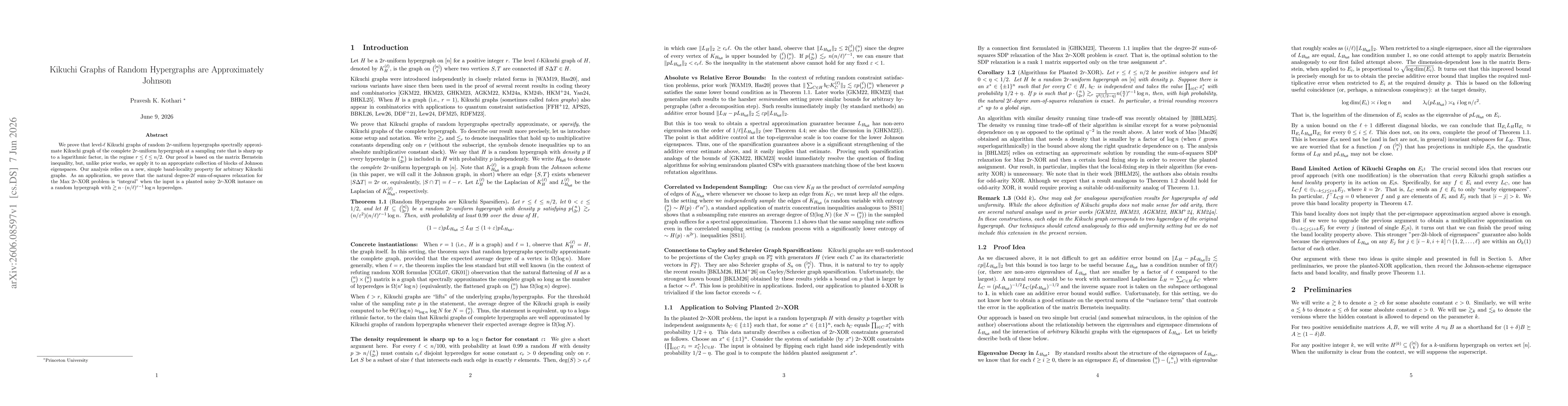 Thumbnail for Kikuchi Graphs of Random Hypergraphs are Approximately Johnson