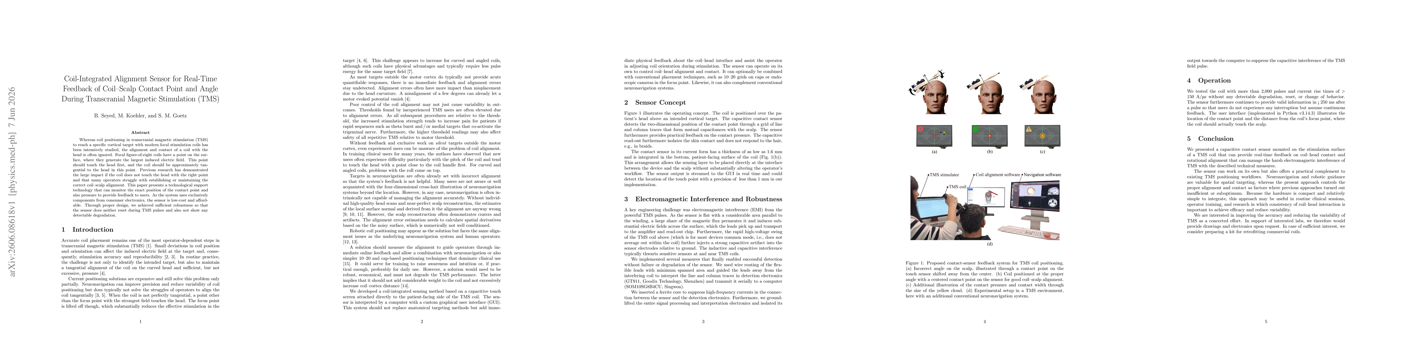 Thumbnail for Coil-Integrated Alignment Sensor for Real-Time Feedback of Coil-Scalp Contact Point and Angle During Transcranial Magnetic Stimulation (TMS)