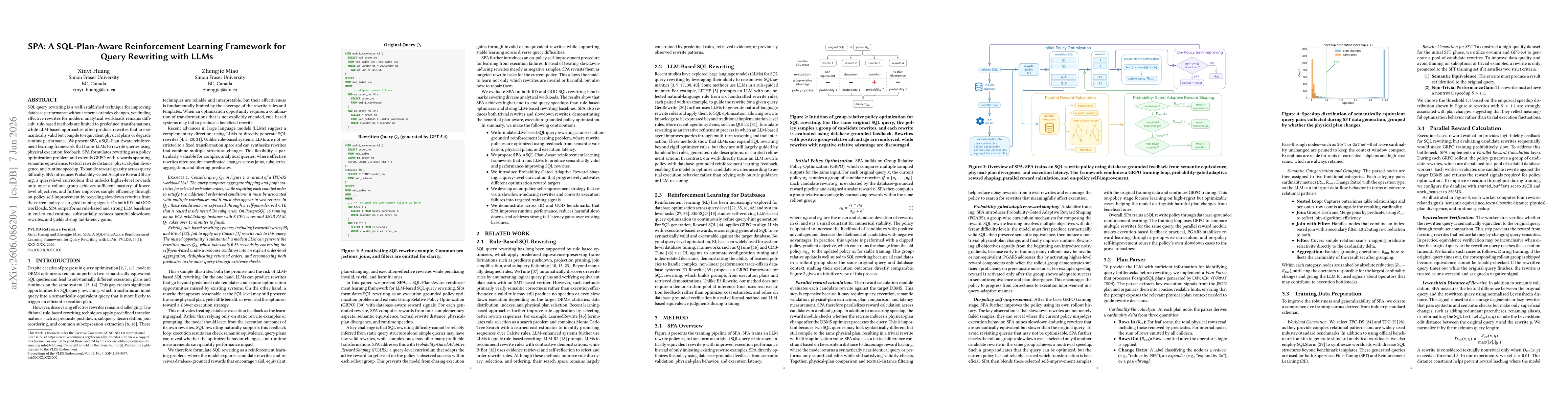 Thumbnail for SPA: A SQL-Plan-Aware Reinforcement Learning Framework for Query Rewriting with LLMs