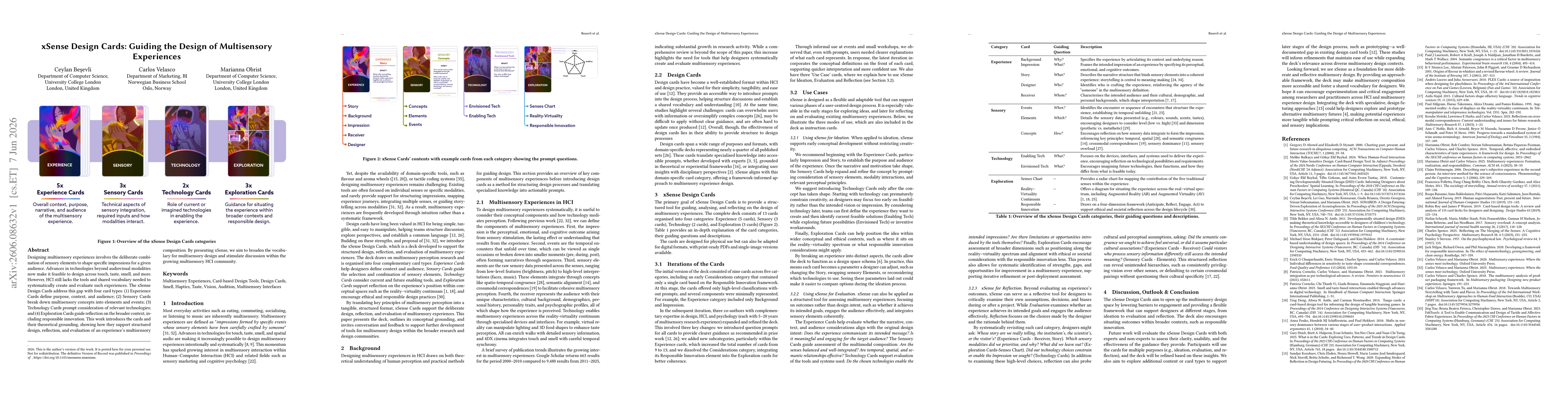 Thumbnail for xSense Design Cards: Guiding the Design of Multisensory Experiences