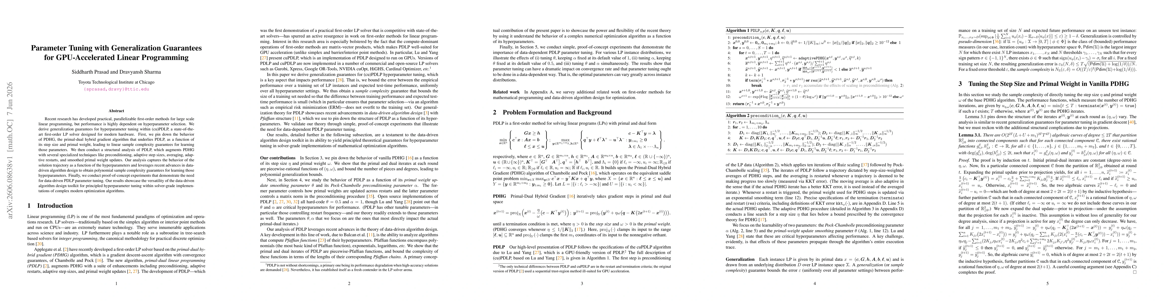 Thumbnail for Parameter Tuning with Generalization Guarantees for GPU-Accelerated Linear Programming