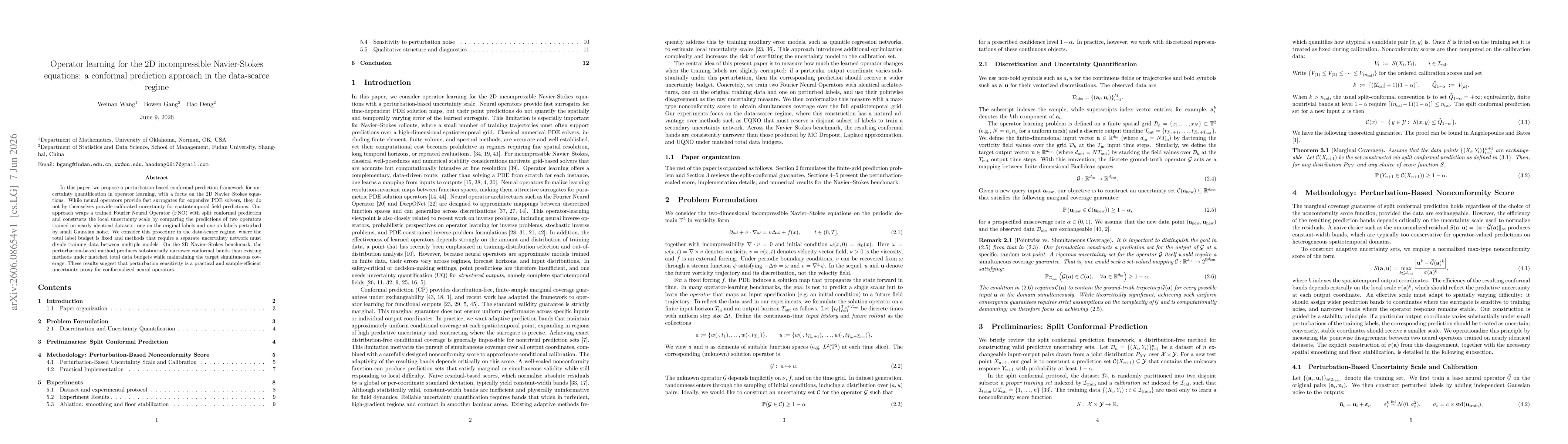 Thumbnail for Operator learning for the 2D incompressible Navier-Stokes equations: a conformal prediction approach in the data-scarce regime