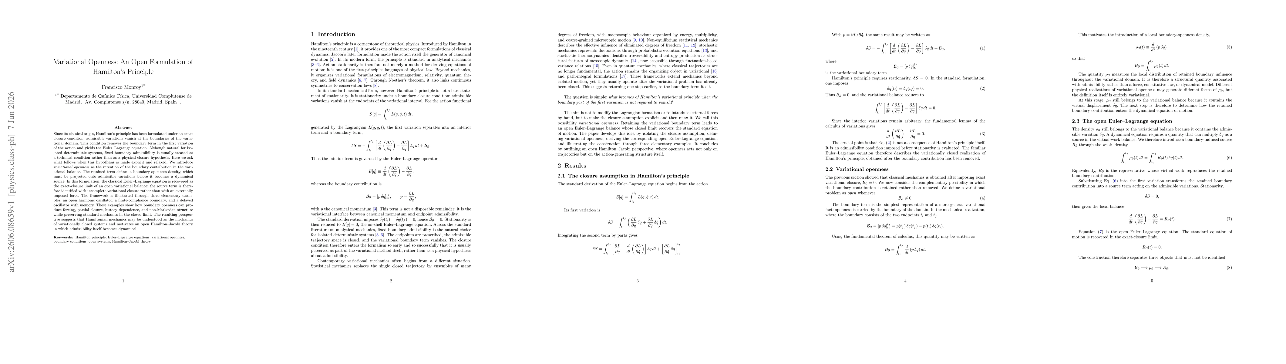 Thumbnail for Variational Openness: An Open Formulation of Hamilton's Principle