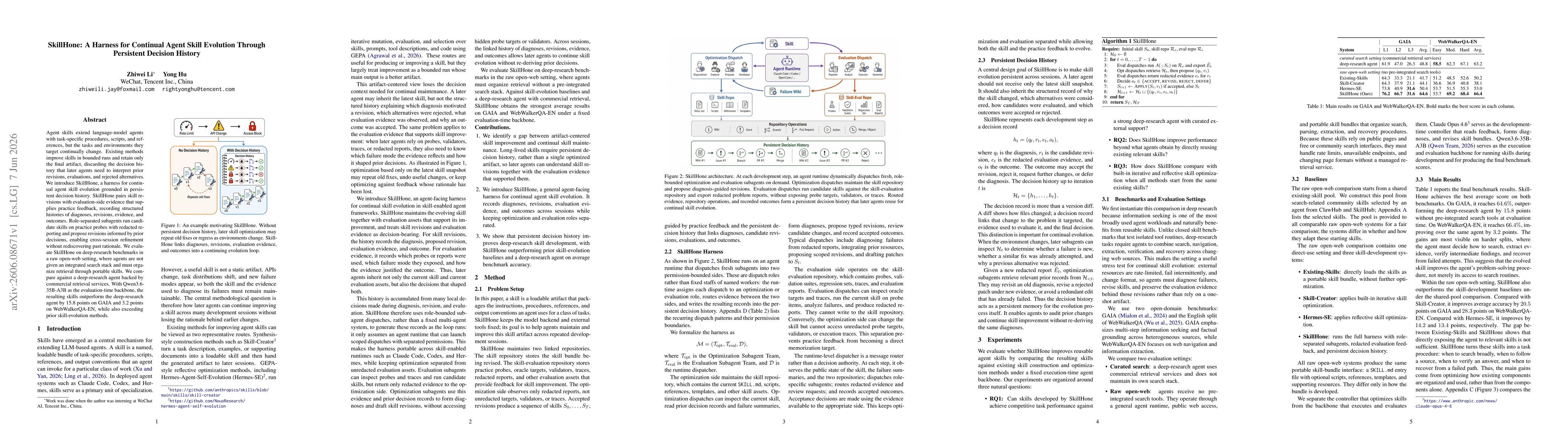 Thumbnail for SkillHone: A Harness for Continual Agent Skill Evolution Through Persistent Decision History