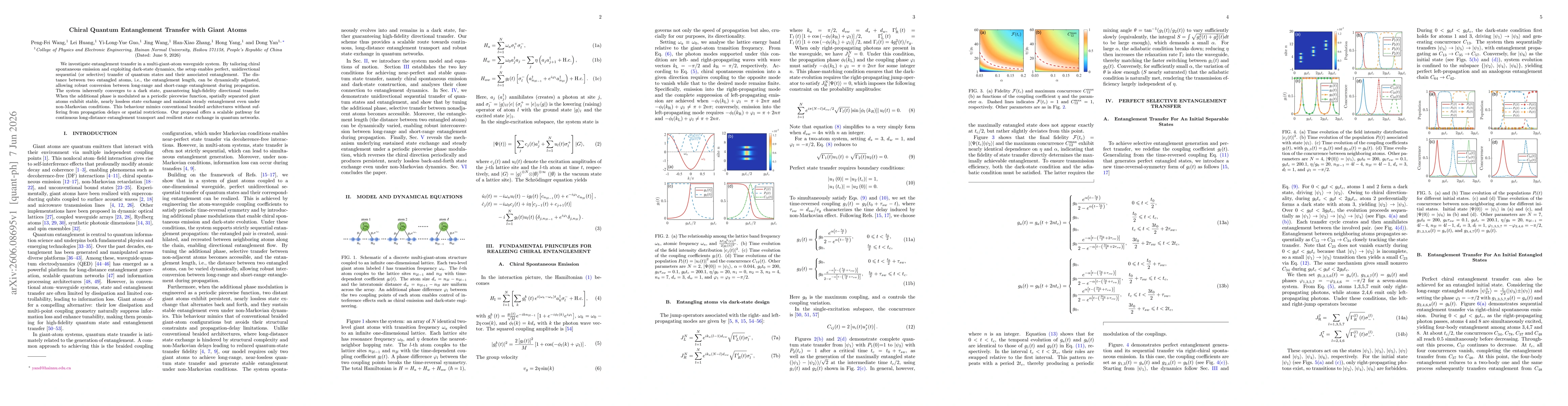 Thumbnail for Chiral Quantum Entanglement Transfer with Giant Atoms