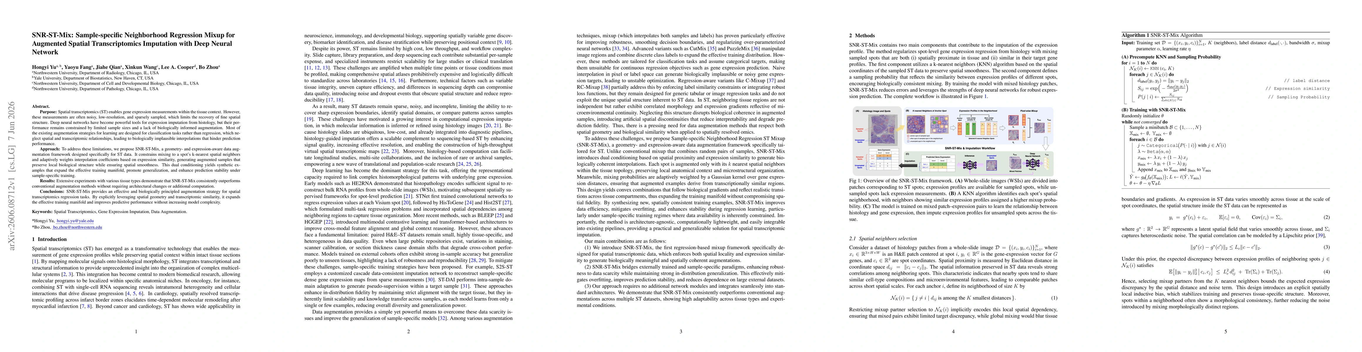 Thumbnail for SNR-ST-Mix: Sample-specific Neighborhood Regression Mixup for Augmented Spatial Transcriptomics Imputation with Deep Neural Network