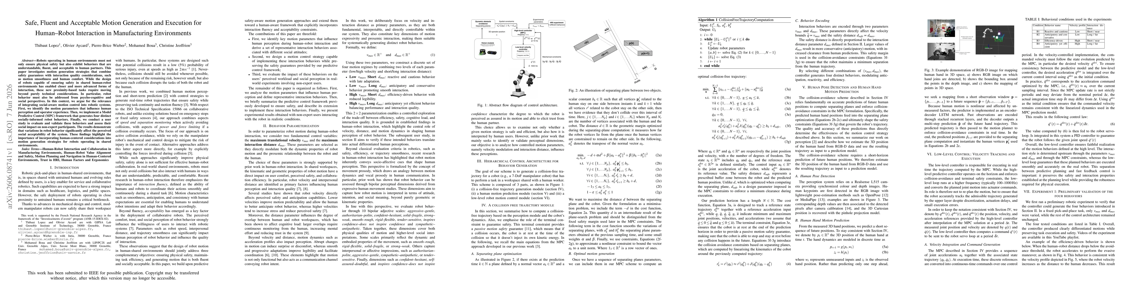 Thumbnail for Safe, Fluent and Acceptable Motion Generation and Execution for Human--Robot Interaction in Manufacturing Environments