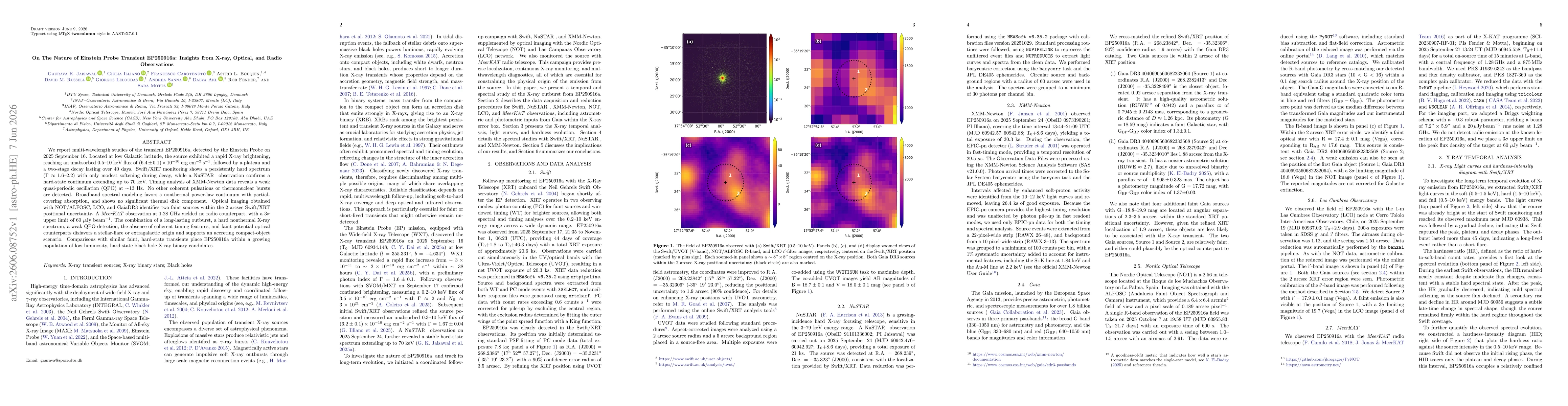 Thumbnail for On The Nature of Einstein Probe Transient EP250916a: Insights from X-ray, Optical, and Radio Observations