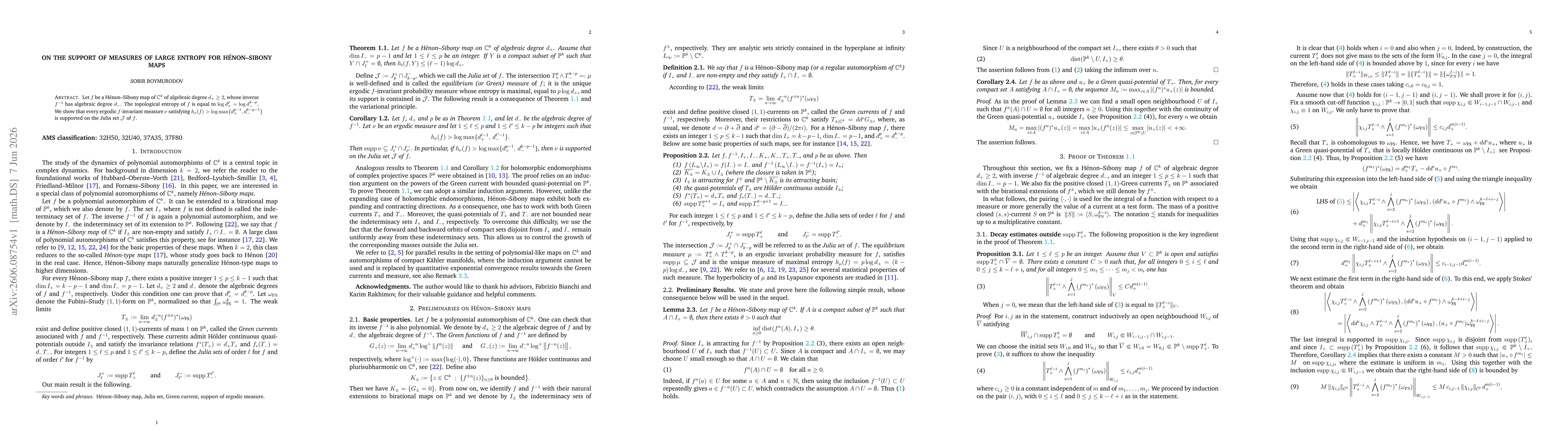 Thumbnail for On the support of measures of large entropy for Hénon-Sibony maps