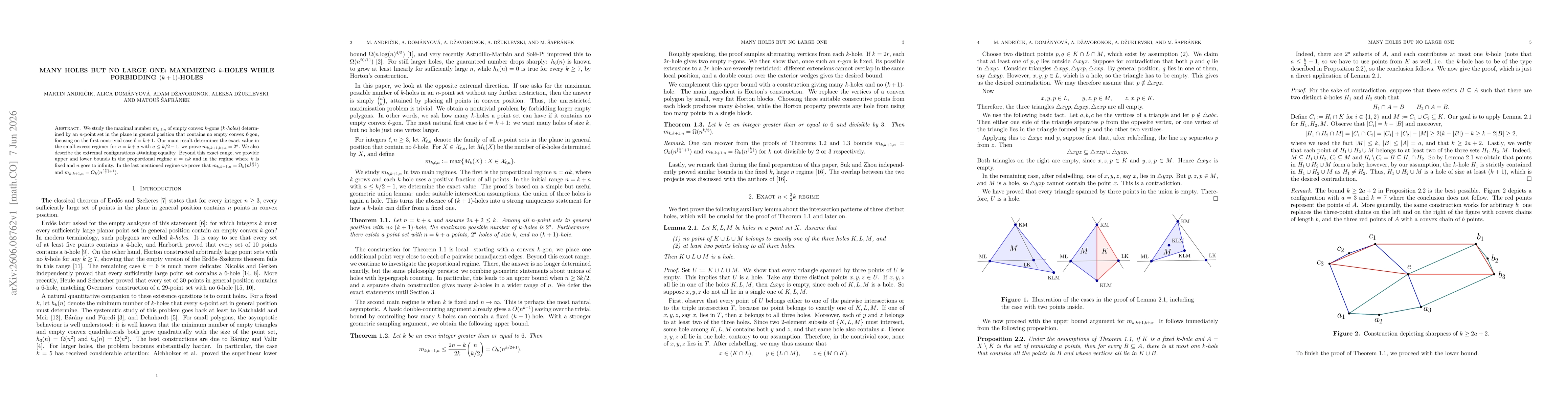 Thumbnail for Many holes but no large one: maximizing $k$-holes while forbidding $(k+1)$-holes