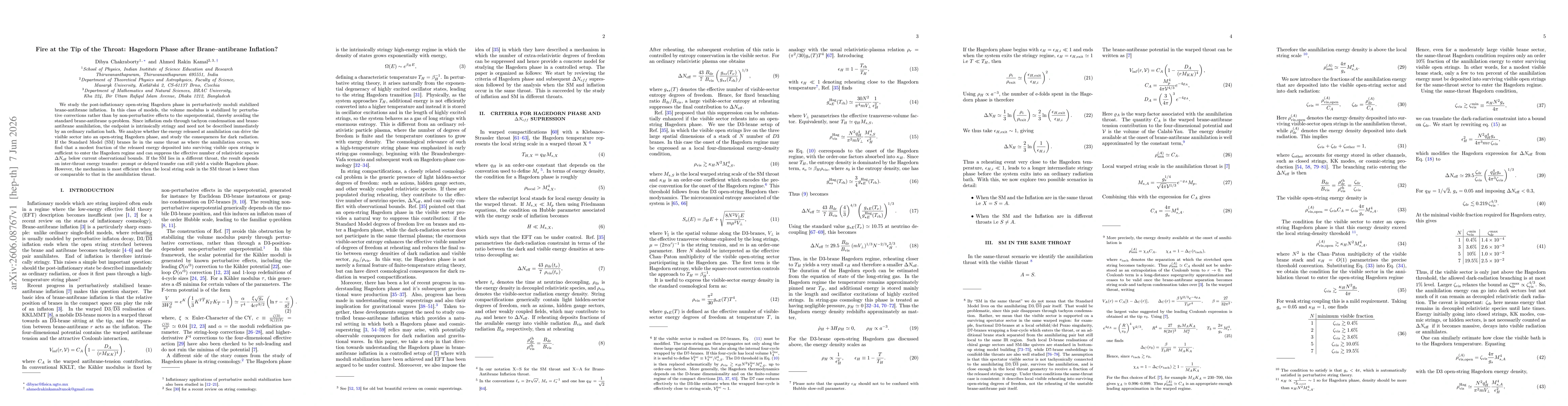 Thumbnail for Fire at the Tip of the Throat: Hagedorn Phase after brane-antibrane inflation?