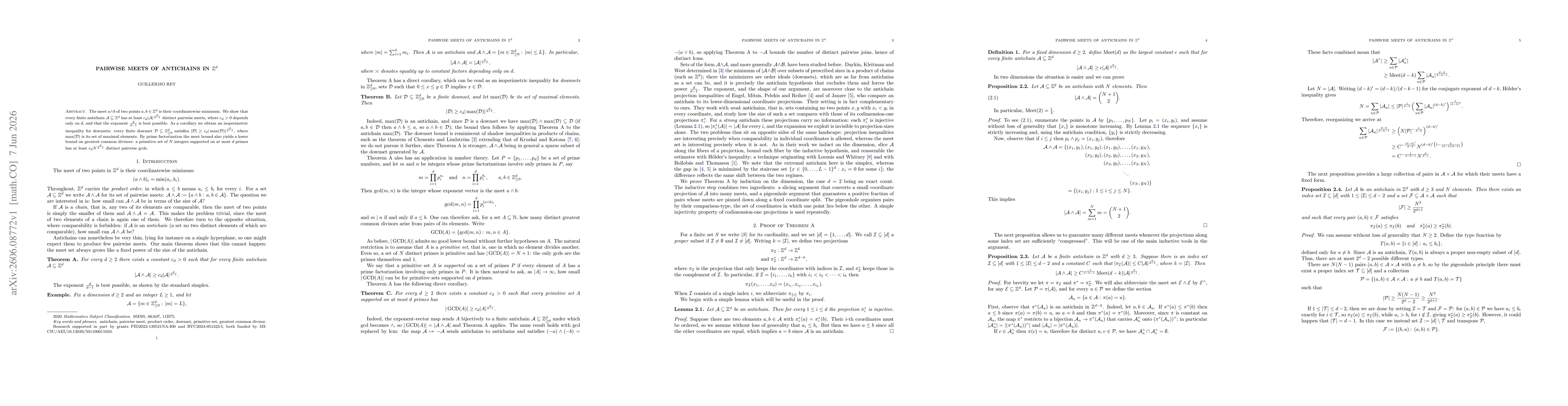 Thumbnail for Pairwise meets of antichains in $\mathbb{Z}^d$