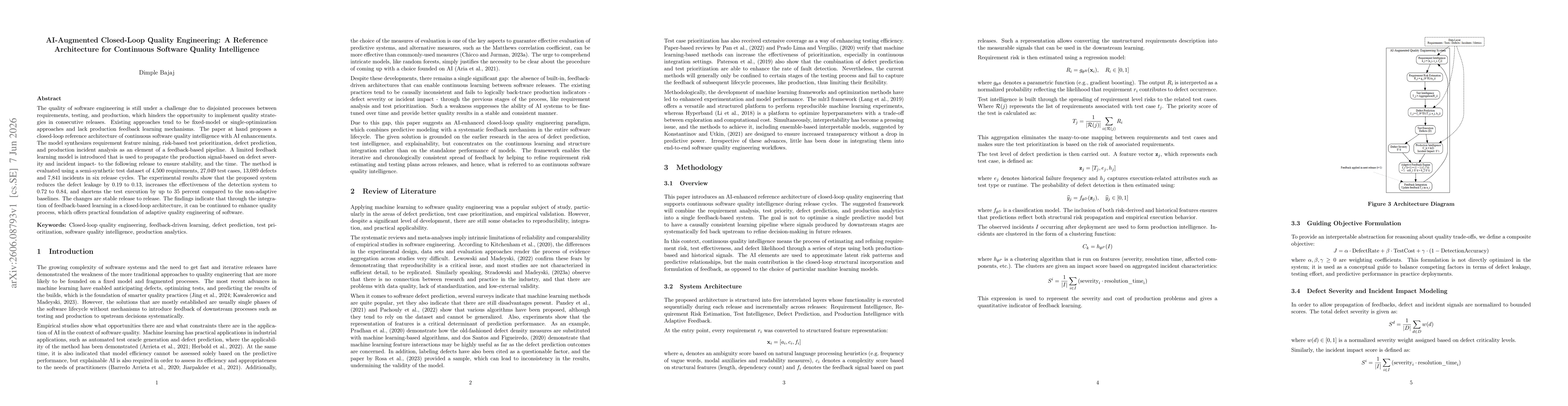Thumbnail for AI-Augmented Closed-Loop Quality Engineering: A Reference Architecture for Continuous Software Quality Intelligence