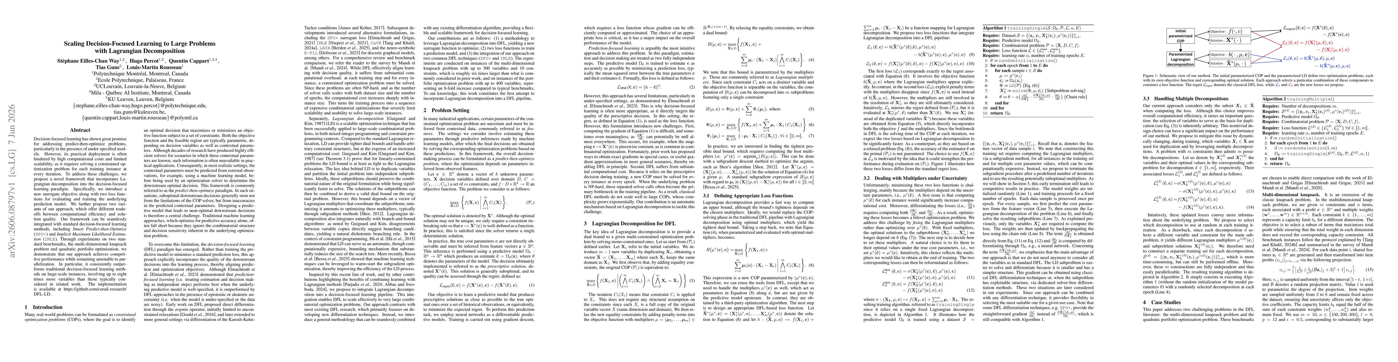 Thumbnail for Scaling Decision-Focused Learning to Large Problems with Lagrangian Decomposition