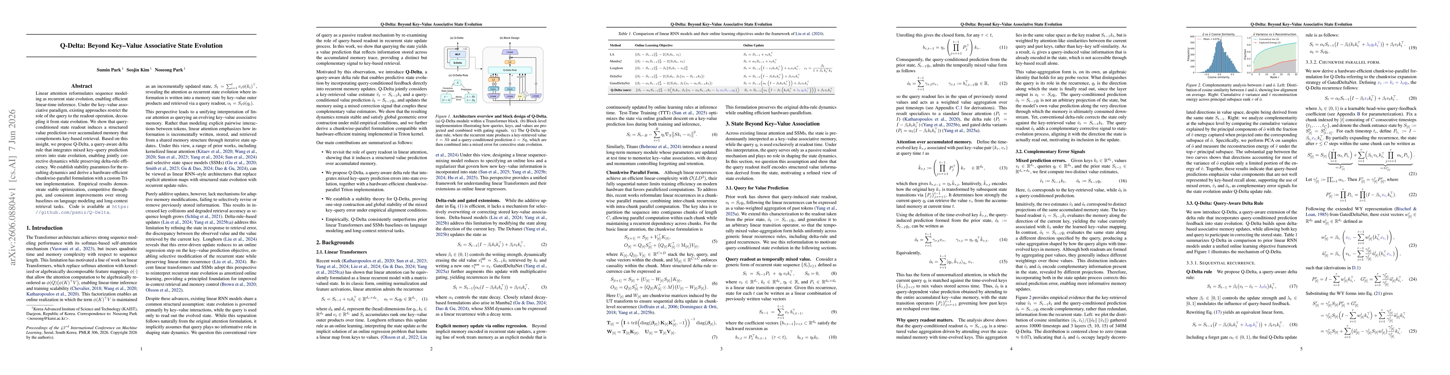 Thumbnail for Q-Delta: Beyond Key-Value Associative State Evolution