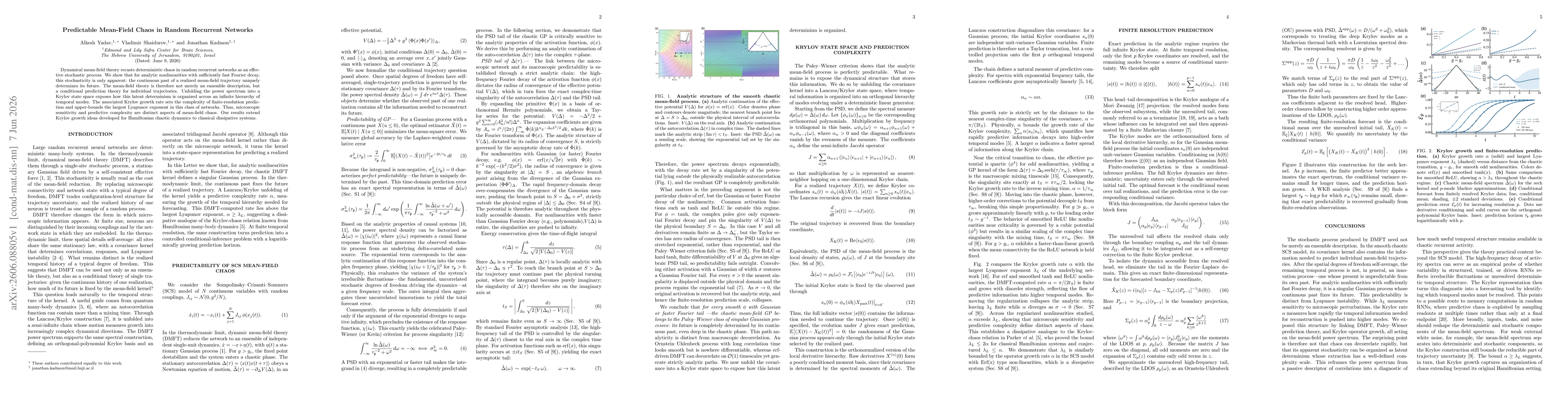 Thumbnail for Predictable Mean-Field Chaos in Random Recurrent Networks
