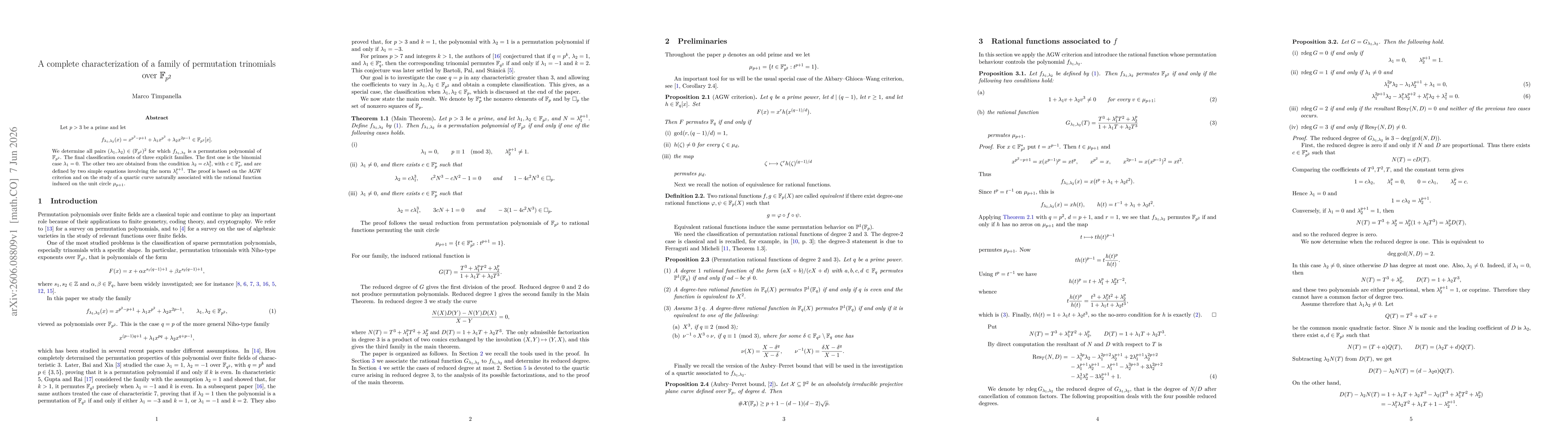 Thumbnail for A complete characterization of a family of permutation trinomials over $\mathbb F_{p^2}$
