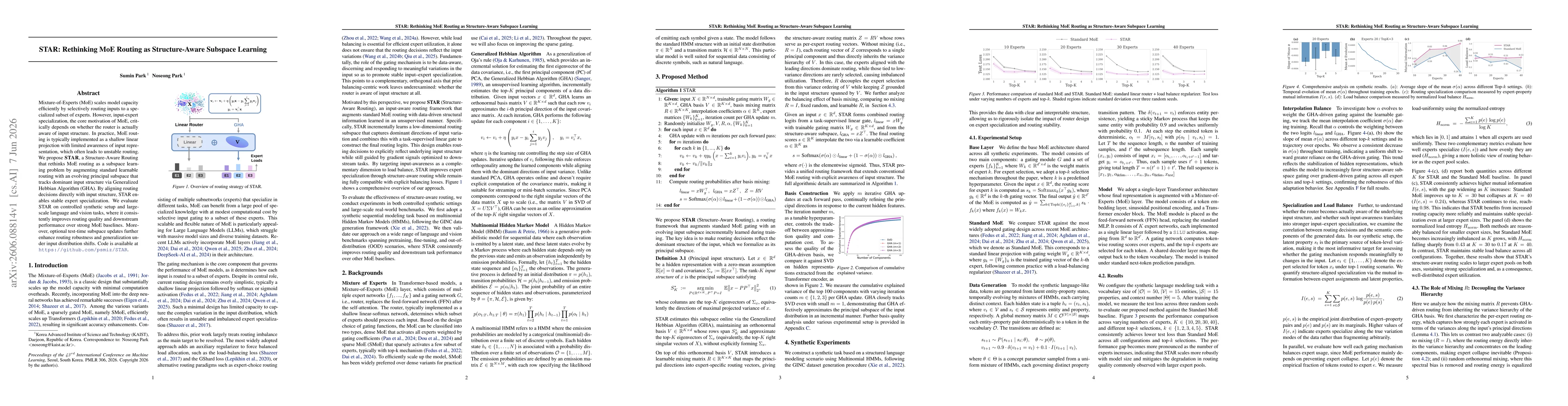 Thumbnail for STAR: Rethinking MoE Routing as Structure-Aware Subspace Learning