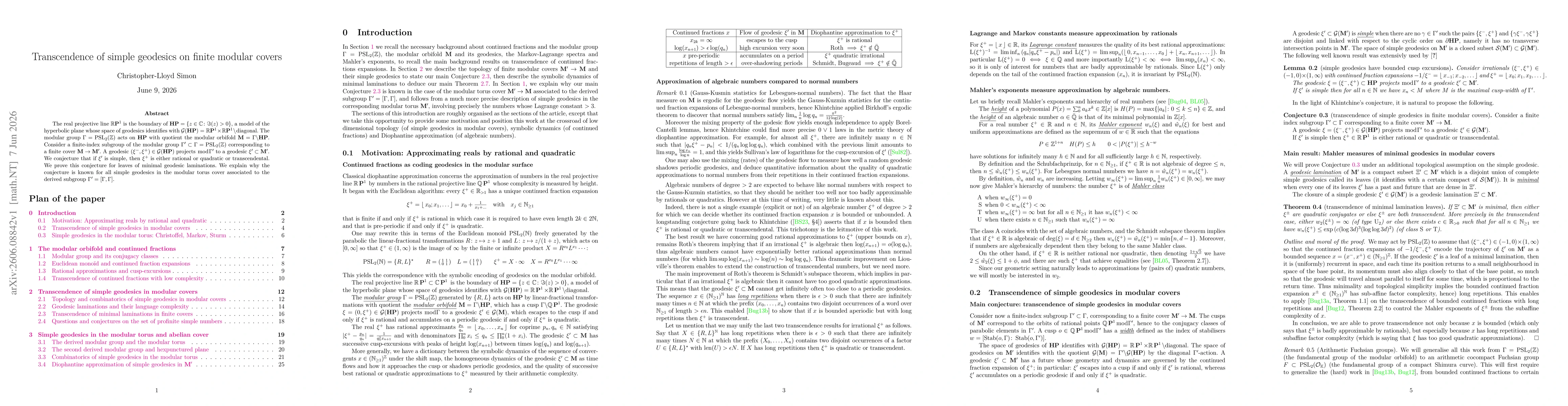 Thumbnail for Transcendence of simple geodesics on finite modular covers