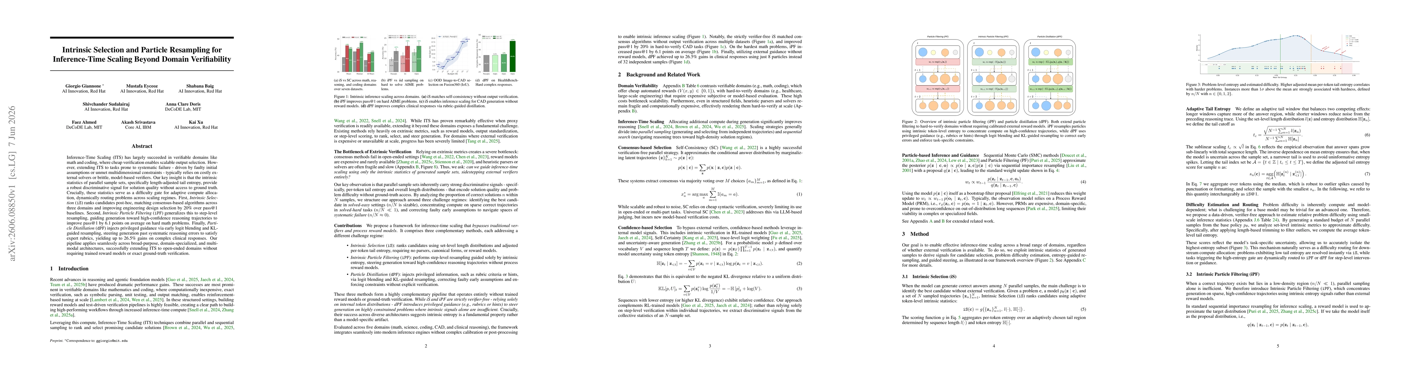 Thumbnail for Intrinsic Selection and Particle Resampling for Inference-Time Scaling Beyond Domain Verifiability