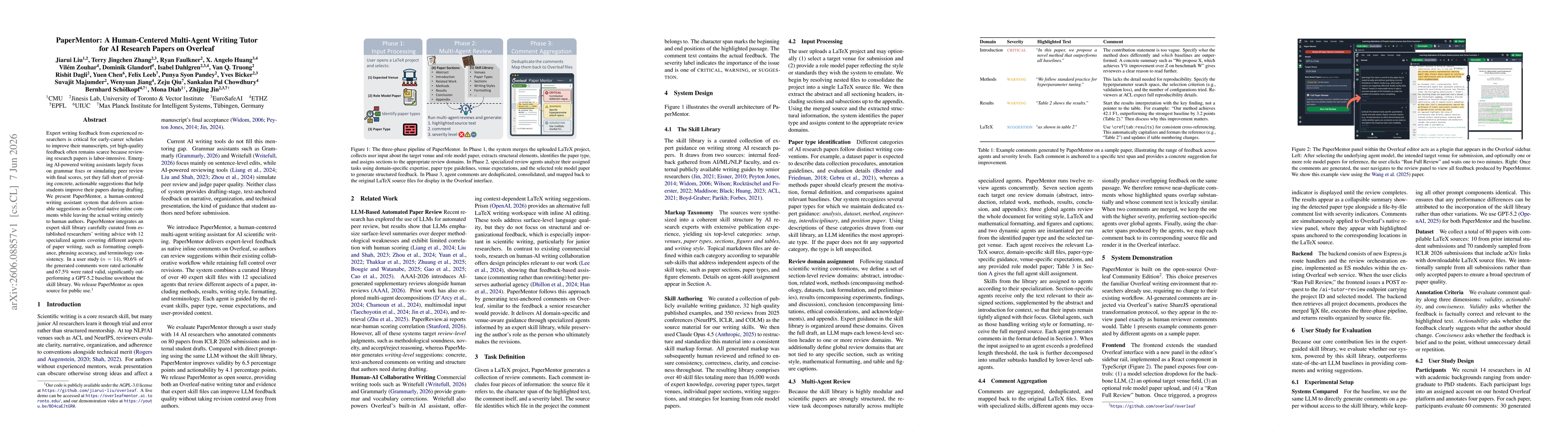 Thumbnail for PaperMentor: A Human-Centered Multi-Agent Writing Tutor for AI Research Papers on Overleaf
