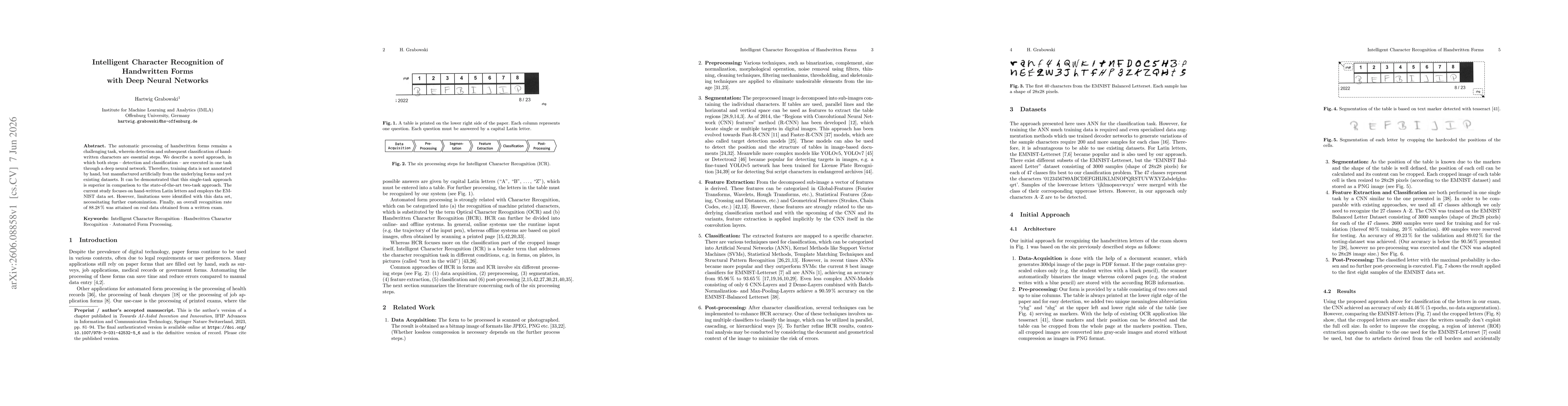 Thumbnail for Intelligent Character Recognition of Handwritten Forms with Deep Neural Networks