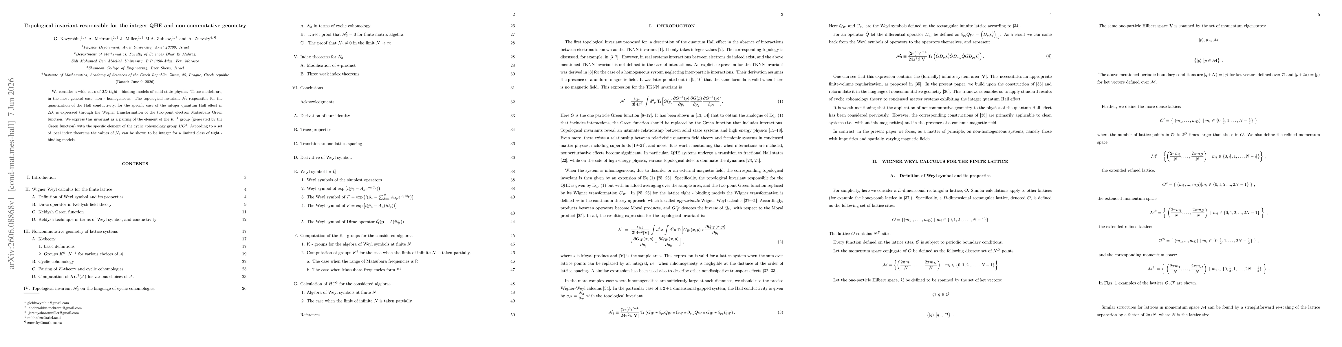 Thumbnail for Topological invariant responsible for the integer QHE and non-commutative geometry