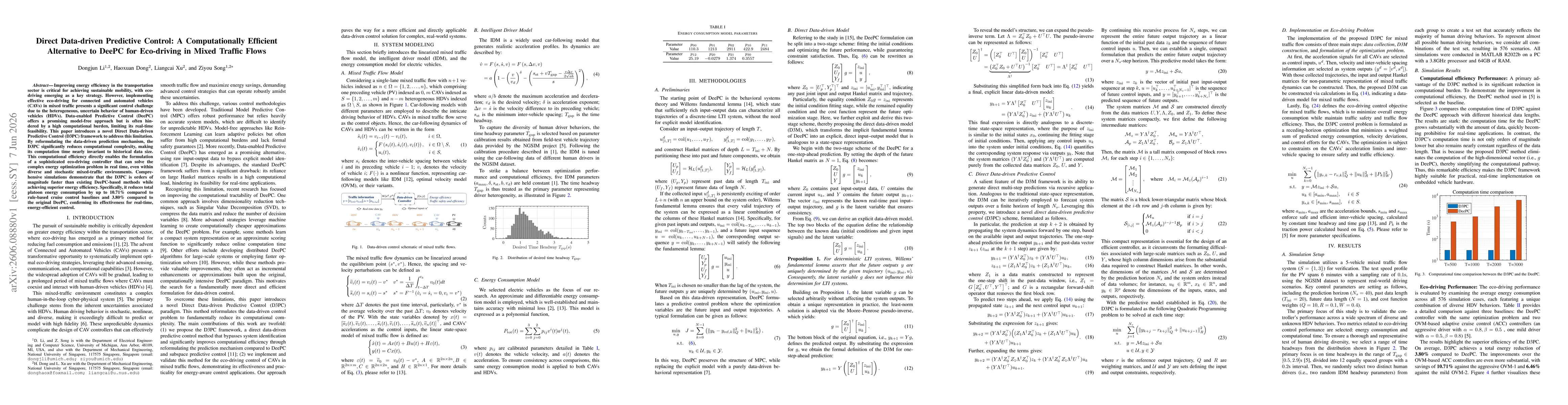 Thumbnail for Direct Data-driven Predictive Control: A Computationally Efficient Alternative to DeePC for Eco-driving in Mixed Traffic Flows
