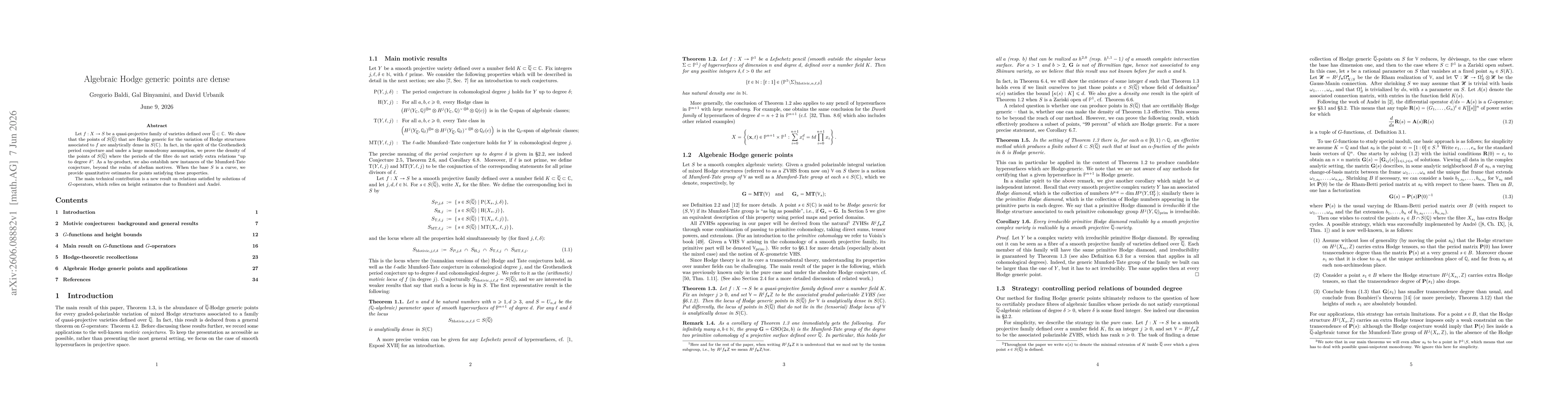 Thumbnail for Algebraic Hodge generic points are dense