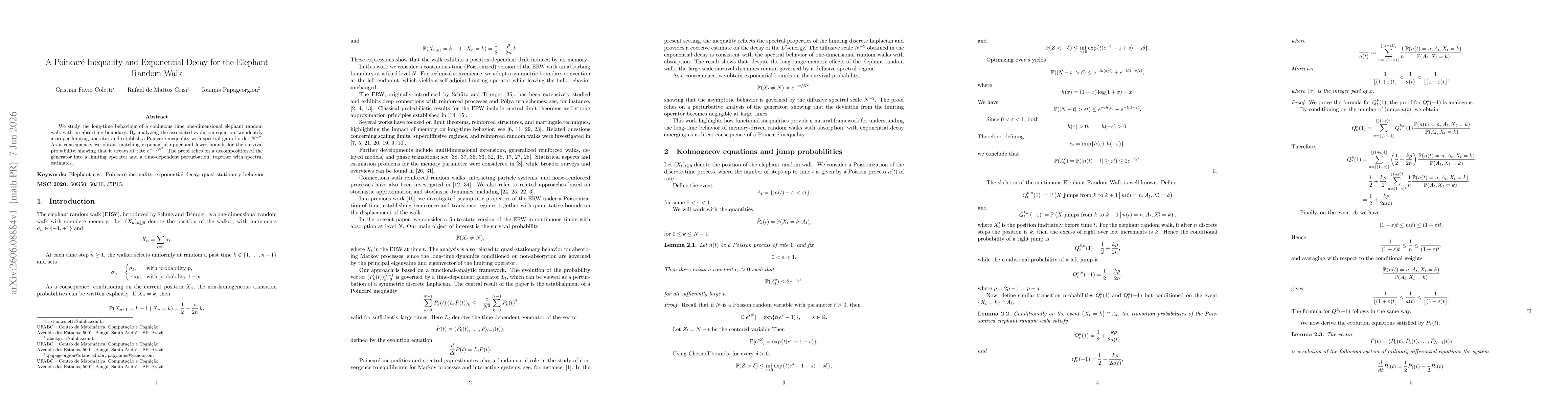 Thumbnail for A Poincaré Inequality and Exponential Decay for the Elephant Random Walk